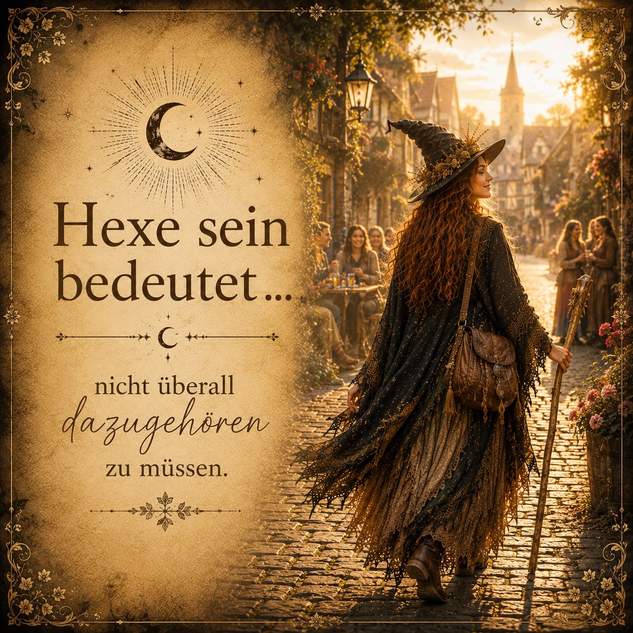 Es gibt einen Unterschied zwischen einsam sein und seinen eigenen Weg gehen.

Lange Zeit versuchen viele von uns, überall dazuzugehören. Wir passen uns an, sagen häufiger Ja als Nein und schlucken manches herunter, nur um nicht anzuecken.

Doch irgendwann verändert sich etwas.

Du merkst, dass nicht jeder Ort zu dir passt.
Nicht jede Freundschaft für immer bestimmt ist.
Und dass es völlig in Ordnung ist, wenn dich nicht jeder versteht.

Weißt du, was ich gelernt habe?

Du musst nicht in jede Geschichte hineinpassen. Du musst nicht an jedem Tisch sitzen. Und du musst auch nicht jedem gefallen.

Manchmal kostet es Mut, den eigenen Weg zu gehen.

Doch genau dort, wo du aufhörst, ständig nach Zustimmung zu suchen, beginnt etwas Wundervolles:

Du begegnest den Menschen, die dich genau so mögen, wie du wirklich bist.

Und genau das ist unbezahlbar.

🌿 Hexe sein bedeutet … nicht überall dazugehören zu müssen.

✨ Wie ist das bei dir? Hast du irgendwann aufgehört, es allen recht machen zu wollen?

#die_wanderhexe #Lebensweisheit #Selbstfindung #Mut #Achtsamkeit