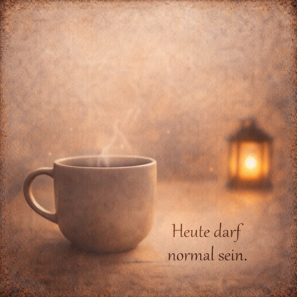 Du musst nichts Besonderes tun.
Kein Ritual.
Keinen perfekten Moment.

Vielleicht reicht es heute,
einen Schluck Tee bewusster zu trinken.
Oder einen Gedanken weniger mitzunehmen.

Das Neue beginnt nicht im Großen.
Sondern im Alltag.

#heutedarfnormalsein #ankommen #alltagachtsamkeit #die_wanderhexe