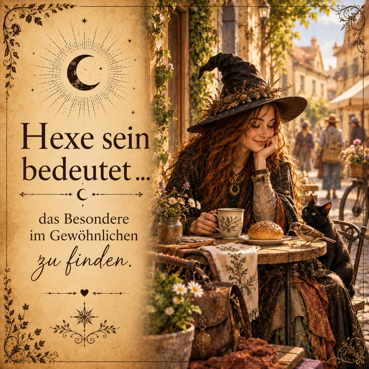 Manchmal warten wir auf die großen Momente.

Auf den Urlaub.
Auf das Wochenende.
Auf den besonderen Anlass.
Auf irgendwann, wenn endlich mehr Zeit ist.

Und während wir darauf warten, passiert etwas ziemlich Entscheidendes:

Unser Leben.

Beim ersten Kaffee am Morgen. Beim Duft von frischem Brot. Bei einem Vogel, der frech auf dem Tisch nach Krümeln sucht. Bei einem guten Gespräch, einem Sonnenstrahl durchs Fenster oder diesem einen Lied im Auto, bei dem man plötzlich viel zu laut mitsingt.

Nichts davon wird wahrscheinlich jemals im Kalender stehen.

Und trotzdem sind es oft genau diese kleinen, völlig gewöhnlichen Momente, an die wir uns später erinnern.

Vielleicht muss das Leben also gar nicht ständig spektakulär sein, um schön zu sein.

Vielleicht dürfen wir einfach wieder ein bisschen besser darin werden, hinzuschauen.

Denn wer das Besondere nur in den großen Momenten sucht, übersieht verdammt viel Schönes dazwischen. ❤️

Hexe sein bedeutet … das Besondere im Gewöhnlichen zu finden.

Was war heute schon dein kleiner, unspektakulär schöner Moment?

Wenn dich dieser Gedanke berührt hat, speichere dir den Beitrag – für einen dieser ganz normalen Tage, an denen scheinbar überhaupt nichts Besonderes passiert. ✨

#die_wanderhexe #lebensfreude #achtsamkeit #kleinemomente #gedankenimpuls