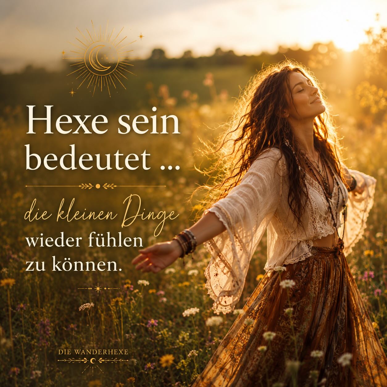 Manchmal sind es nicht die großen Dinge, die uns verändern.

Sondern der warme Wind auf der Haut. 
Ein ehrliches Lächeln. 
Sonnenstrahlen am Abend. 
Das Gefühl, für einen Moment einfach nur da zu sein.

Hexe sein bedeutet nicht nur, tief zu fühlen. 
Sondern das Leben wieder bewusst wahrzunehmen.

Die kleinen Dinge. 
Die stillen Momente. 
Das, was wir im Alltag oft vergessen.

✨

Wann hast du zuletzt einen kleinen Moment wirklich bewusst genossen?

Wenn dich dieser Beitrag berührt hat, freue ich mich, wenn du ihn likst, speicherst oder mit Menschen teilst, die genau das gerade brauchen. ✨

#die_wanderhexe #kleinemomente #achtsamkeit #modernehexe #daslebenfühlen