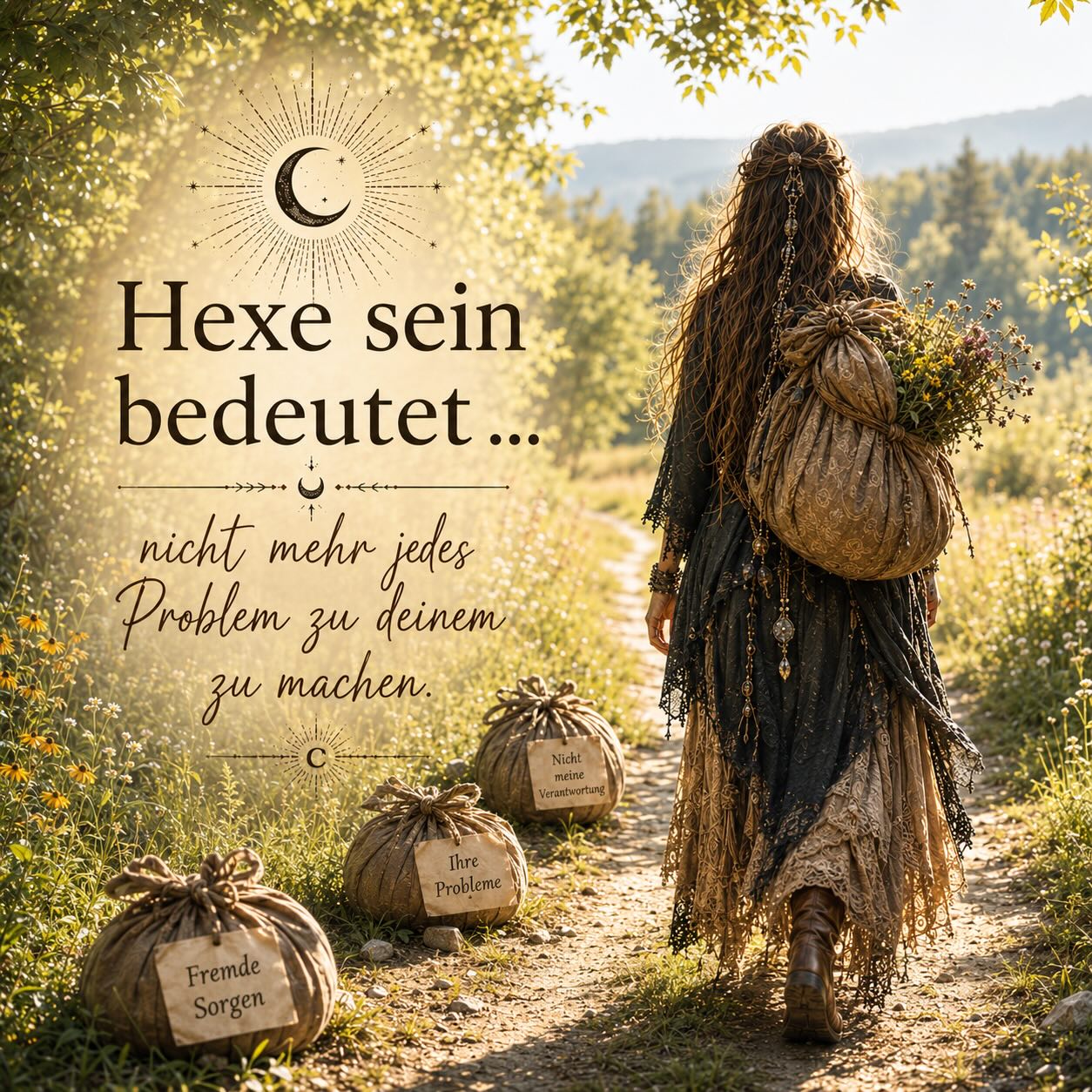Es gibt Menschen, die können nicht einfach wegsehen.

Wenn jemand traurig ist, helfen sie.
Wenn jemand kämpft, hören sie zu.
Wenn jemand ein Problem hat, suchen sie nach einer Lösung.

Und genau das ist etwas Wunderschönes.

Doch manchmal passiert etwas dabei:

Du trägst Sorgen, die nicht deine sind.
Übernimmst Verantwortung, die dir nicht gehört.
Und investierst Energie in Menschen, die sie weder sehen noch wertschätzen.

Hexe sein bedeutet nicht, egoistisch zu werden.

Es bedeutet zu erkennen, dass Mitgefühl nicht heißt, alles tragen zu müssen.

Du darfst helfen, ohne dich dabei selbst zu verlieren.

Du darfst zuhören, ohne jedes Problem zu deinem zu machen.

Du darfst für andere da sein – und trotzdem gut auf dich achten.

Denn auch deine Kraft ist nicht unendlich.

✨

Bei welchen Dingen merkst du, dass du manchmal mehr Verantwortung übernimmst, als eigentlich nötig wäre?

Wenn dich dieser Beitrag berührt hat, freue ich mich, wenn du ihn likst, speicherst oder mit Menschen teilst, die das gerade fühlen müssen. ✨

#die_wanderhexe #energiehaushalt #selbstfürsorge #modernehexe #mitgefühl