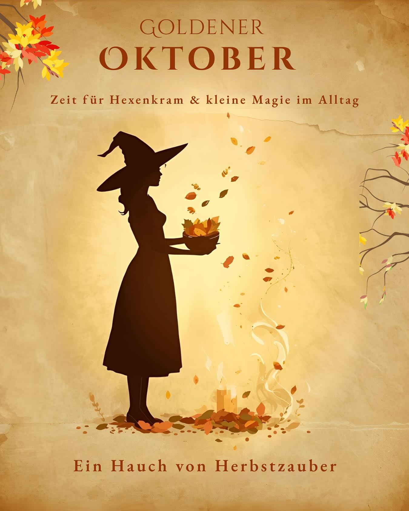 🍂 Goldener Oktober – Zeit für Hexenkram & kleine Magie im Alltag 🌙

Der Oktober trägt Gold im Haar und Rauch in der Stimme.
Er ruft nach Kerzenlicht und nach Händen, die wieder spüren wollen.
Jetzt ist die Zeit, in der selbst kleine Rituale Kraft haben – weil die Welt still genug geworden ist, um zuzuhören.

💫 Ein kleiner Herbstzauber für Wärme und Schutz:
Lege drei bunte Blätter in eine Schale.
Streue etwas Zimt darüber, dazu einen Hauch Salz.
Flüstere leise:

„Gold des Herbstes, schütze mein Herz,
wärme mein Feuer, wenn die Tage kühl sind.“

Dann zünde eine Kerze an, atme tief ein – und spüre, wie sich Frieden über dich legt.

Manchmal ist es genau das: die kleine Magie, die den Alltag trägt. 🍁

#die_wanderhexe #kleinemagieimalltag #goldeneroktober #herbstzauber #magieimalltag #spiritualität #witchyvibes #achtsamkeit